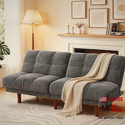 65" Futon Sofa Bed, Convertible Small Recliner Sleeper Sofa Bed with Grey