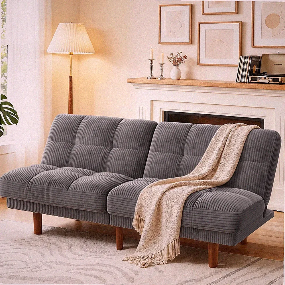 Marsail 65" Futon Sofa Bed, Convertible Small Recliner Sleeper Sofa Bed with...