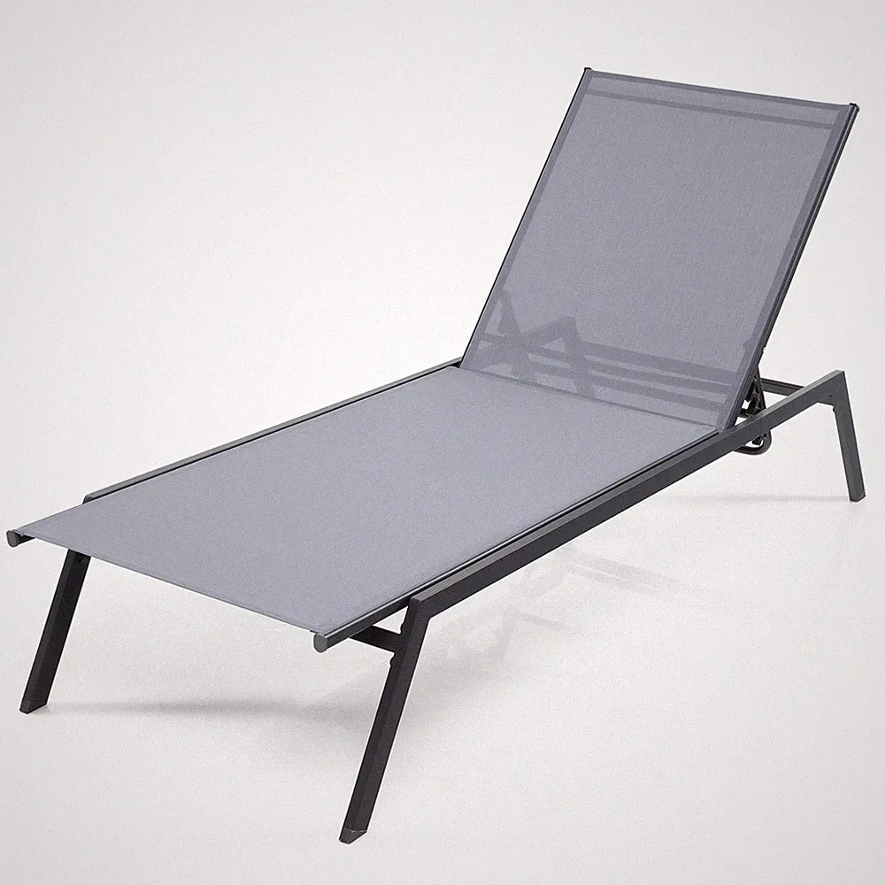 Patio Lounge Chair Chaise Recliner 6-Position Adjustable Back Garden Poolside