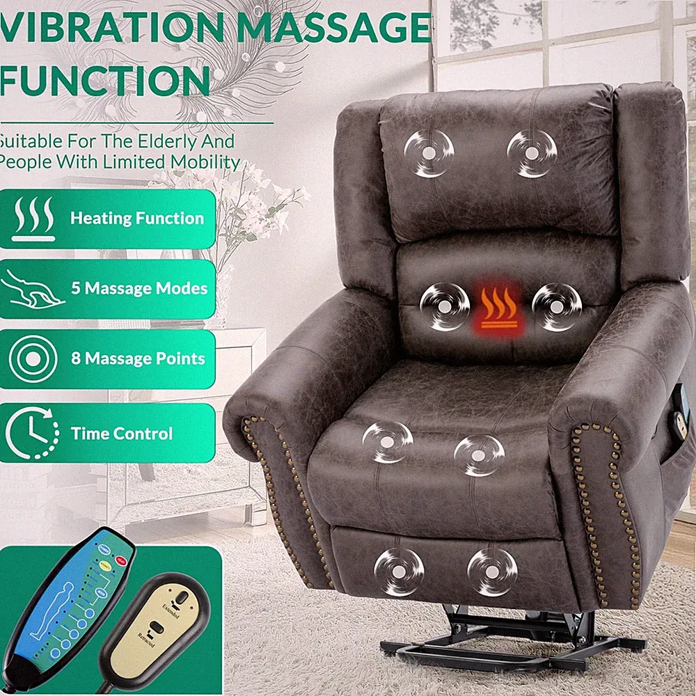 Power Electric Lift Recliner with Massage Heat Lift Reclining Chair for Elderly